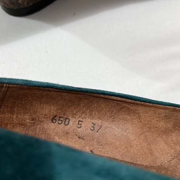 Audley London Turquoise Suede Tooled Leather Heels - Picture 9 of 9